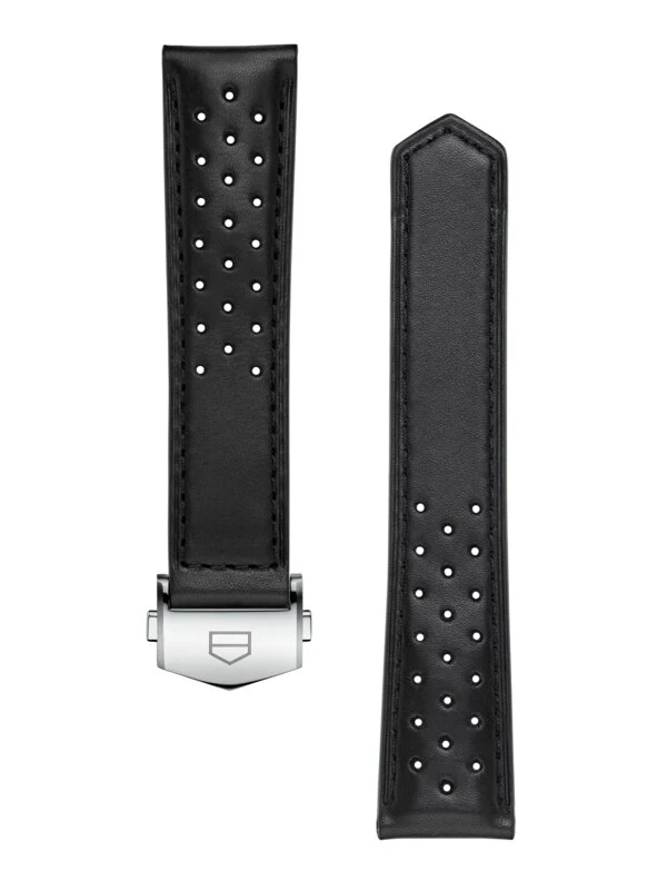 TAG Heuer Carrera 39Mm Black Perforated Leather Strap BC6649