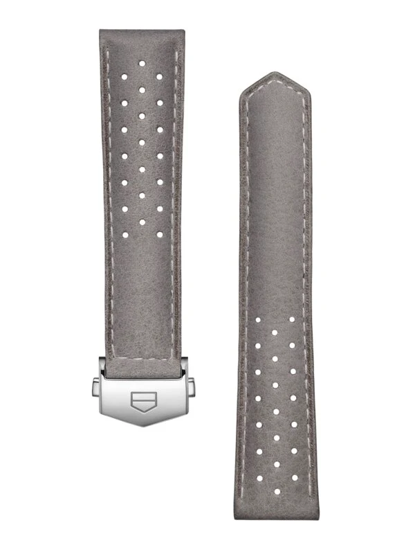 TAG Heuer Carrera 39Mm Grey Perforated Leather Strap BC6671-00