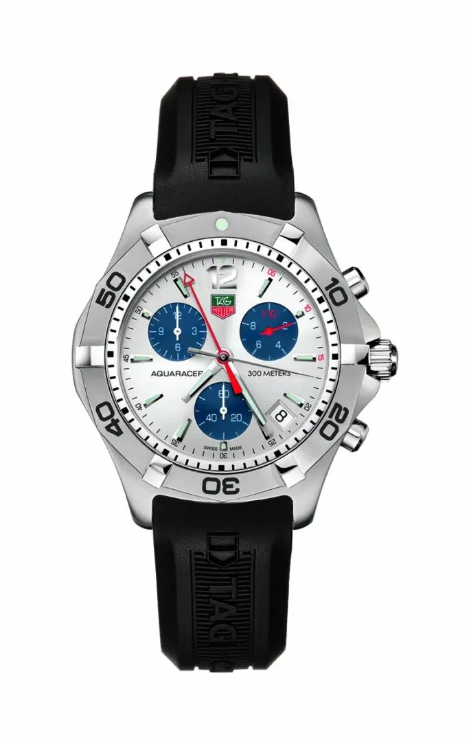 TAG Heuer Aquaracer 300M Quartz Chronograph 41 Stainless Steel / Silver / Rubber CAF1111.FT8010 – Steel, 41 mm