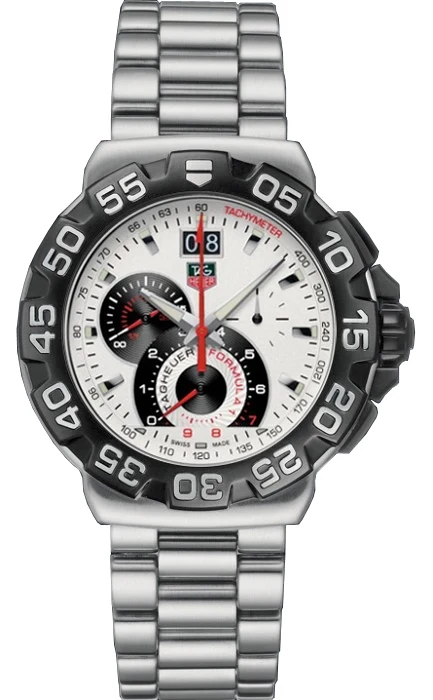 TAG Heuer Formula 1 Quartz Chronograph Big Date 44 Stainless Steel / White / Bracelet CAH1011.BA0854 – Steel, 44 mm