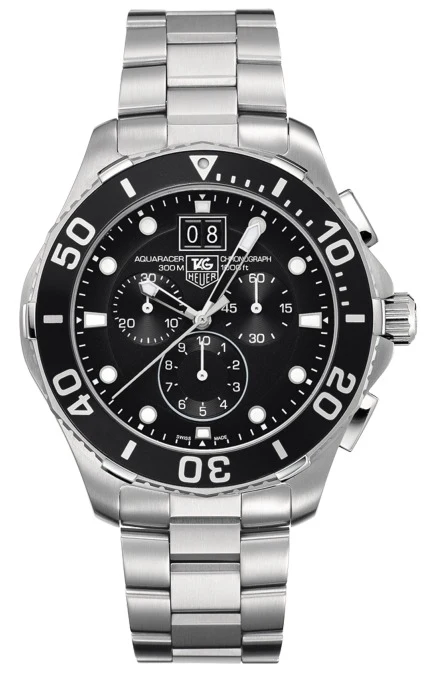 TAG Heuer Aquaracer 300M Quartz Chronograph 43 Stainless Steel / Black / Bracelet CAN1010.BA0821 – Steel, 43 mm