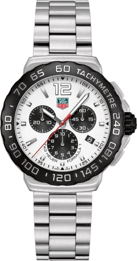 TAG Heuer Formula 1 Quartz Chronograph 42 Stainless Steel / White / Bracelet CAU1111.BA0858 – Steel, 42 mm