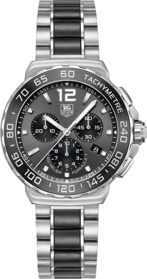 TAG Heuer Formula 1 Quartz Chronograph 42 Stainless Steel / Grey / Bracelet CAU1115.BA0869 – Steel, 42 mm