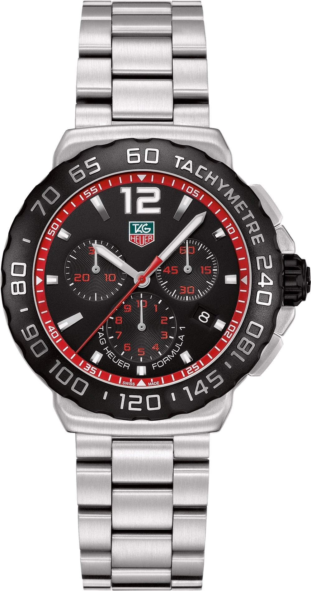 TAG Heuer Formula 1 Quartz Chronograph 42 Stainless Steel / Black / Bracelet CAU1116.BA0858 – Steel, 42 mm