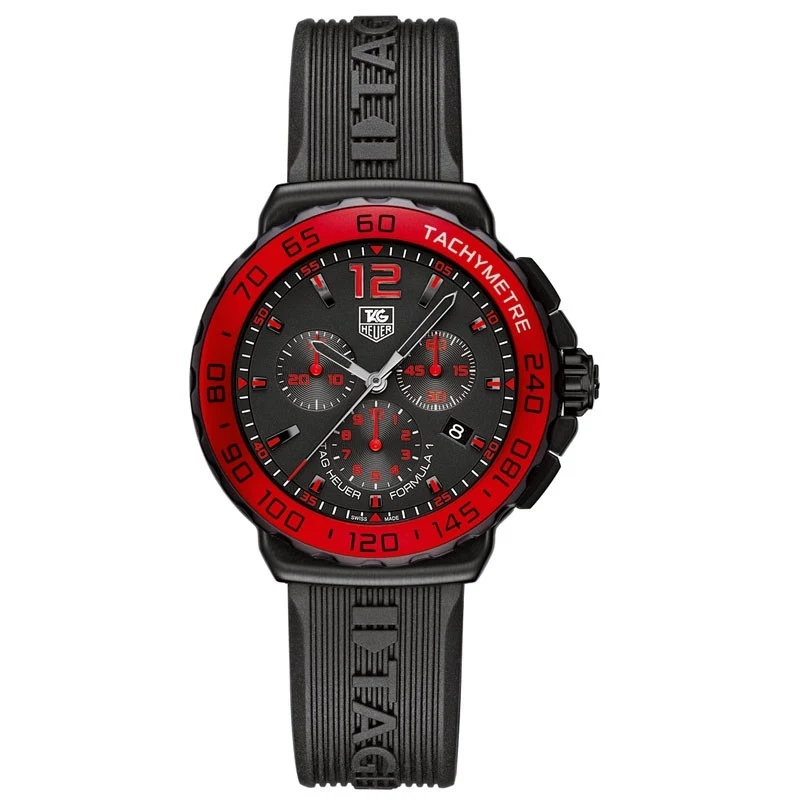 TAG Heuer Formula 1 Quartz Chronograph 42 PVD / Black / Rubber CAU1117.FT6024 – Steel coated with black PVD, 42 mm