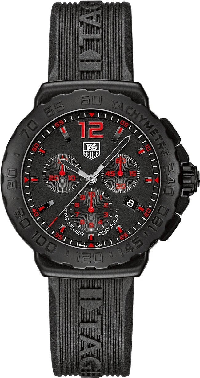 TAG Heuer Formula 1 Quartz Chronograph 42 PVD / Black / Rubber CAU111A.FT6024 – Steel coated with black PVD, 42 mm