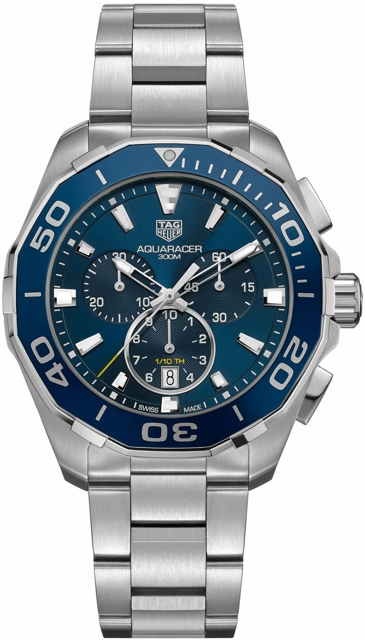 TAG Heuer Aquaracer 300M Quartz Chronograph 43 Stainless Steel / Blue / Bracelet CAY111B.BA0927 – Steel, 43 mm