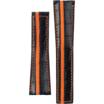 TAG Heuer Monaco 22 mm Svart &amp; orange alligatorläderarmband utan spänne FC6252
