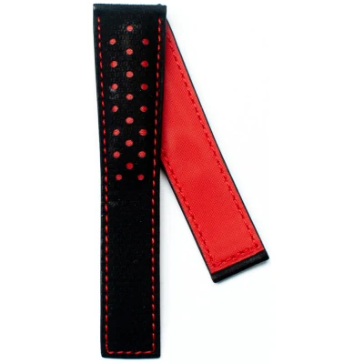 TAG Heuer Monaco 22 mm Svart läderarmband med rött foder FC6254