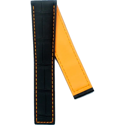 TAG Heuer Monaco 22 mm Svart alligatorläderarmband med orange foder FC6311