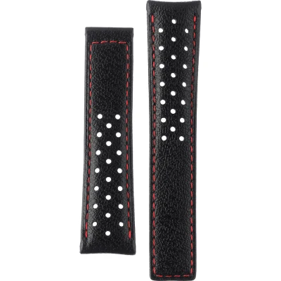 TAG Heuer Carrera 20 mm Black calf leather strap with red lining without clasp FC6429