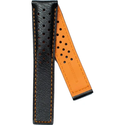 TAG Heuer Monaco 22 mm Svart kalvläderarmband med orange foder FC6440