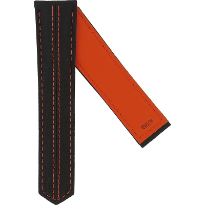 TAG Heuer Carrera 22 mm Svart kalvläderarmband med orange foder FC6526