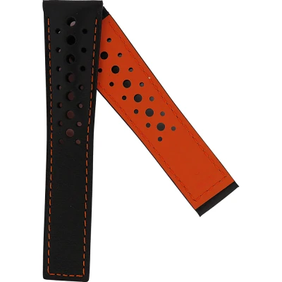 TAG Heuer Monaco 22 mm Svart kalvläderarmband med orange foder FC6550