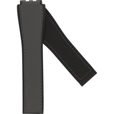 TAG Heuer Carrera 21 mm Grått kalvskinnsläderband på svart gummibas FT6095