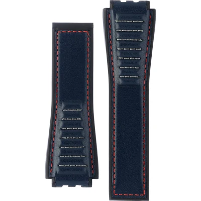 TAG Heuer Carrera 22 mm Armband i blått kalvskinnsläder på svart gummibas FT6100