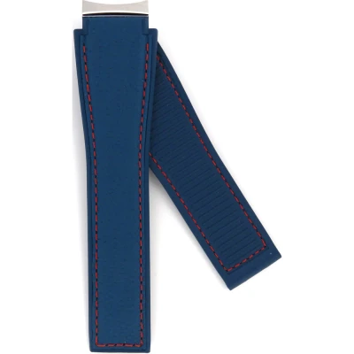TAG Heuer Carrera 21 mm Armband i blått kalvskinnsläder på blå gummibas FT6120
