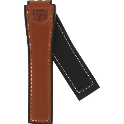 TAG Heuer Carrera 22 mm Armband i kastanjebrunt kalvskinnsläder på gummibas FT6125