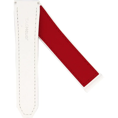 TAG Heuer Monaco 22 mm Rött kalvskinnsläderarmband på vit gummibas FT6277