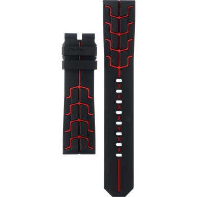 TAG Heuer Formula 1 21.5 mm Svart och rött gummiarmband utan spänne FT8027