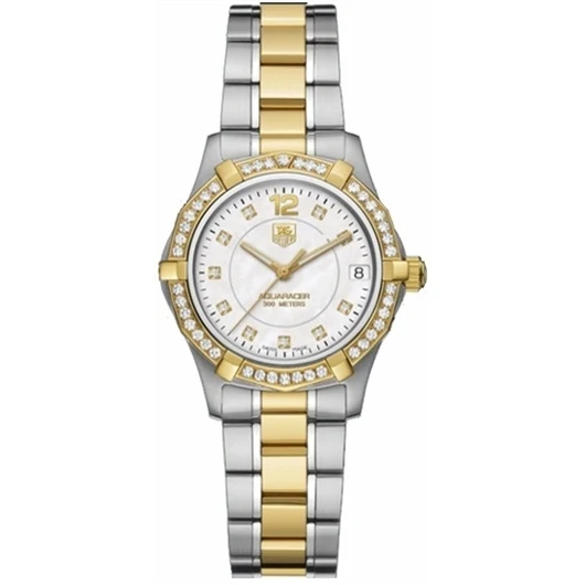 TAG Heuer Aquaracer 300M Quartz 32 Stainless Steel / Yellow Gold / Diamond / MOP - Diamond / Bracelet WAF1350.BB0820 – Steel and gold, 32 mm