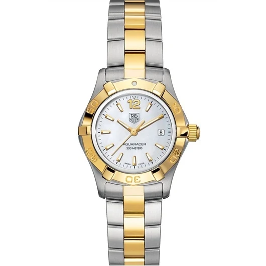 TAG Heuer Aquaracer 300M Quartz 27 Stainless Steel / Yellow Gold / MOP / Bracelet WAF1424.BB0825 – Steel and gold, 27 mm