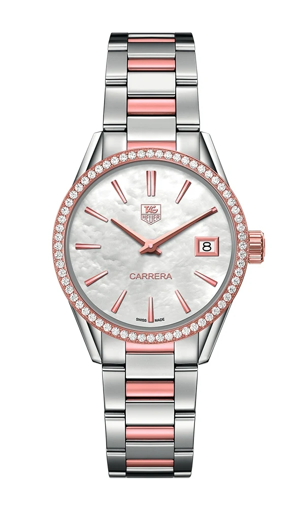 TAG Heuer Carrera Lady Quartz 32 Stainless Steel / Rose Gold / Diamond / MOP / Bracelet WAR1353.BD0774 – Steel and gold, 32 mm