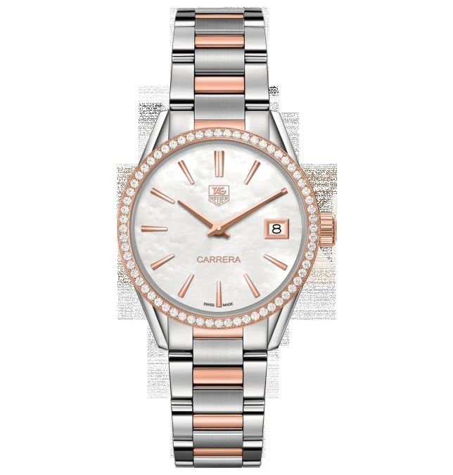 TAG Heuer Carrera Lady Quartz 32 Stainless Steel / Rose Gold / Diamond / MOP / Bracelet WAR1353.BD0779 – Steel and gold, 32 mm