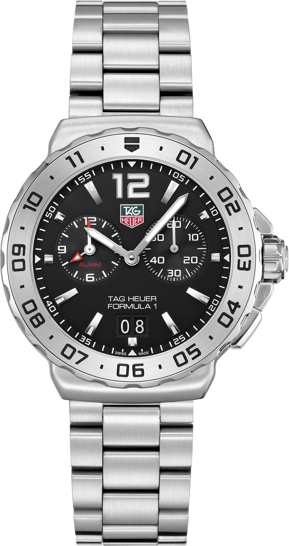 TAG Heuer Formula 1 Quartz Alarm 42 Stainless Steel / Black / Bracelet WAU111A.BA0858 – Steel, 42 mm