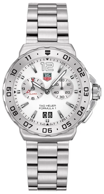 TAG Heuer Formula 1 Quartz Alarm 42 Stainless Steel / White / Bracelet WAU111B.BA0858 – Steel, 42 mm