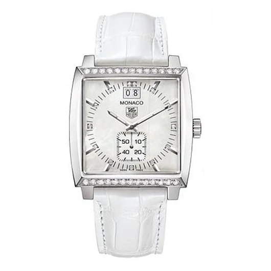 TAG Heuer Monaco Quartz Big Date Stainless Steel / Diamond / MOP / Alligator WAW1313.FC6247 – Steel, —