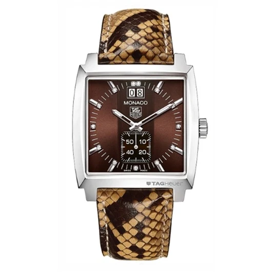 TAG Heuer Monaco Quartz Big Date Stainless Steel / Brown / Python WAW1315.FC6217 – Steel, —