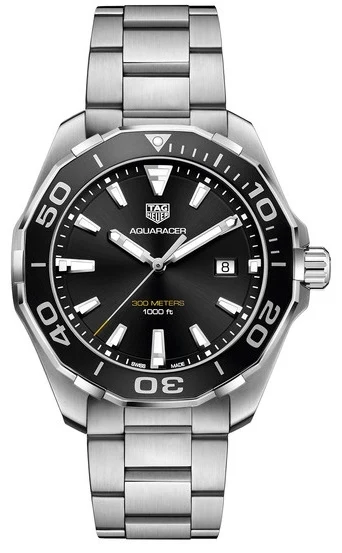 TAG Heuer Aquaracer 300M Quartz 43 Stainless Steel / Black / Bracelet WAY101A.BA0746 – Steel, 43 mm