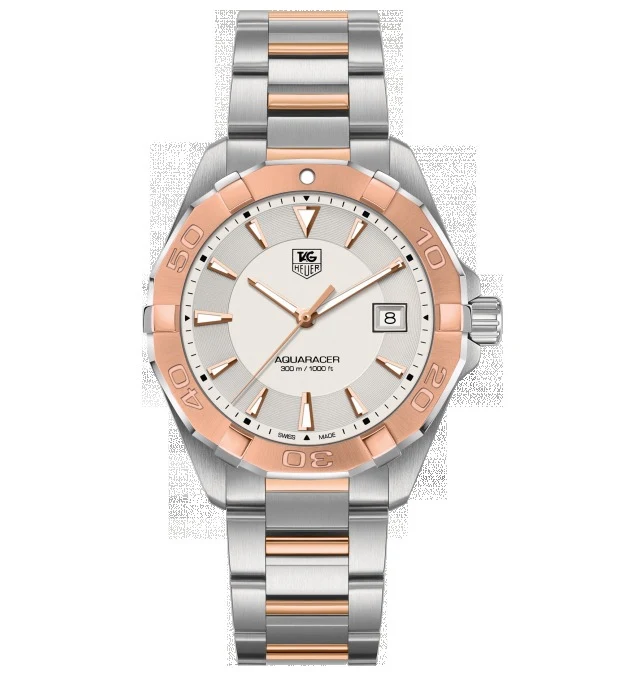 TAG Heuer Aquaracer 300M Quartz 40.5 Stainless Steel / Rose Gold / Silver / Bracelet WAY1150.BD0911 – Steel and gold, 40 mm