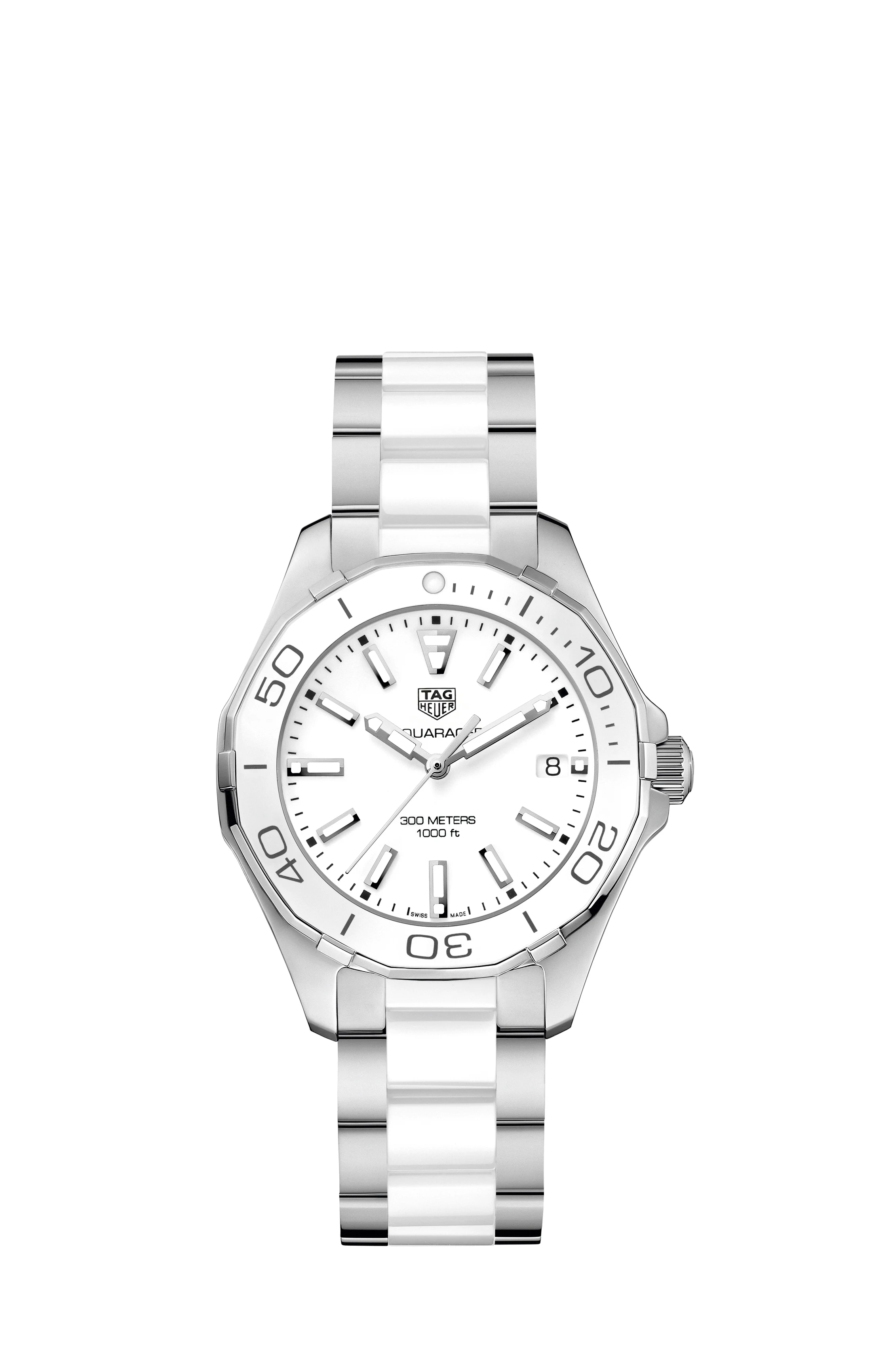 TAG Heuer Aquaracer 300M Quartz 35 Stainless Steel / White / Bracelet WAY131B.BA0914 – Steel, 35 mm