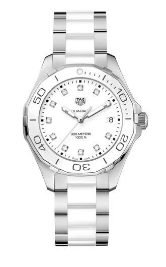 TAG Heuer Aquaracer 300M Quartz 35 Stainless Steel / White - Diamond / Bracelet WAY131D.BA0914 – Steel, 35 mm