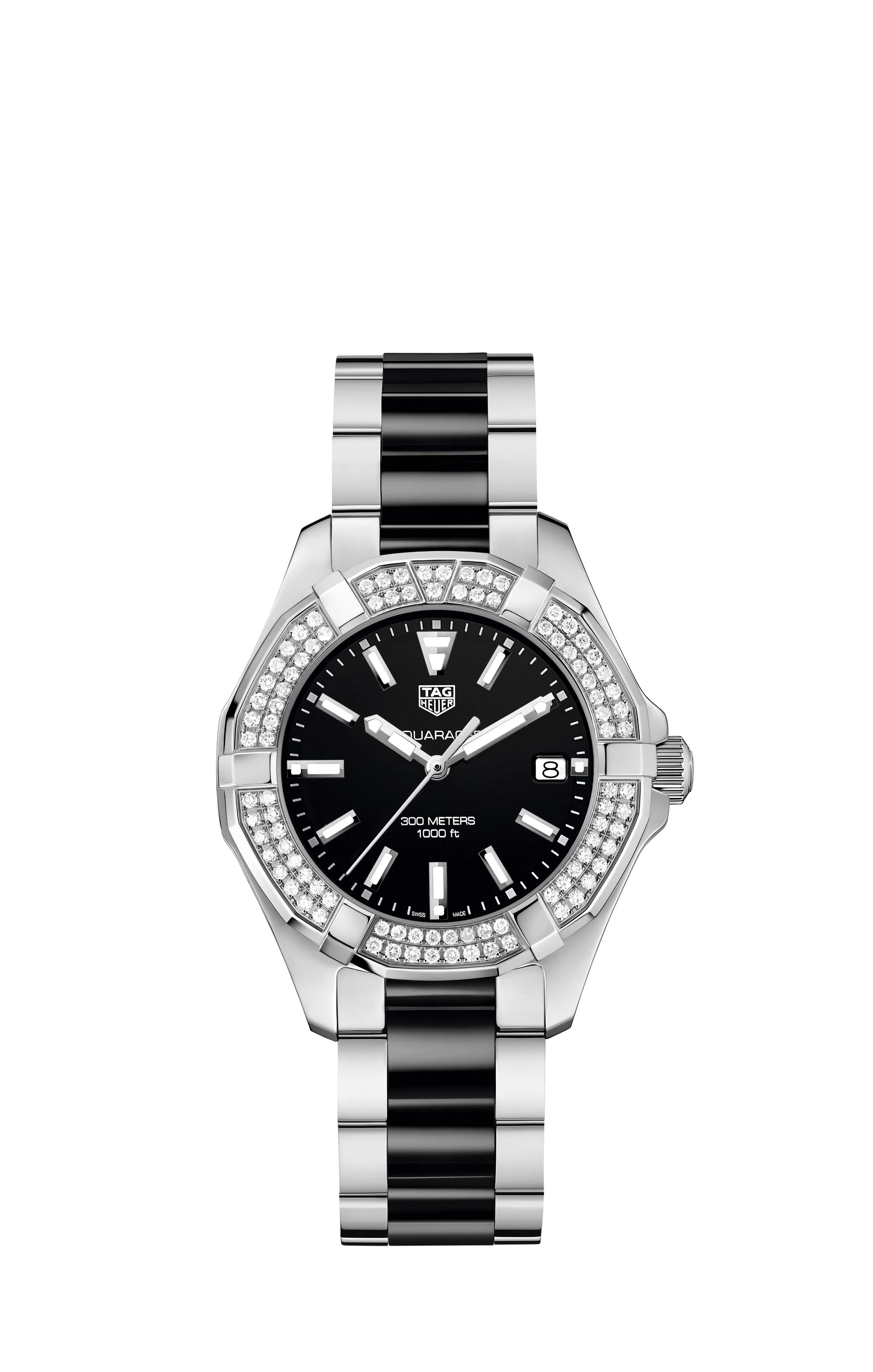 TAG Heuer Aquaracer 300M Quartz 35 Stainless Steel / Diamond / Black / Bracelet WAY131E.BA0913 – Steel, 35 mm