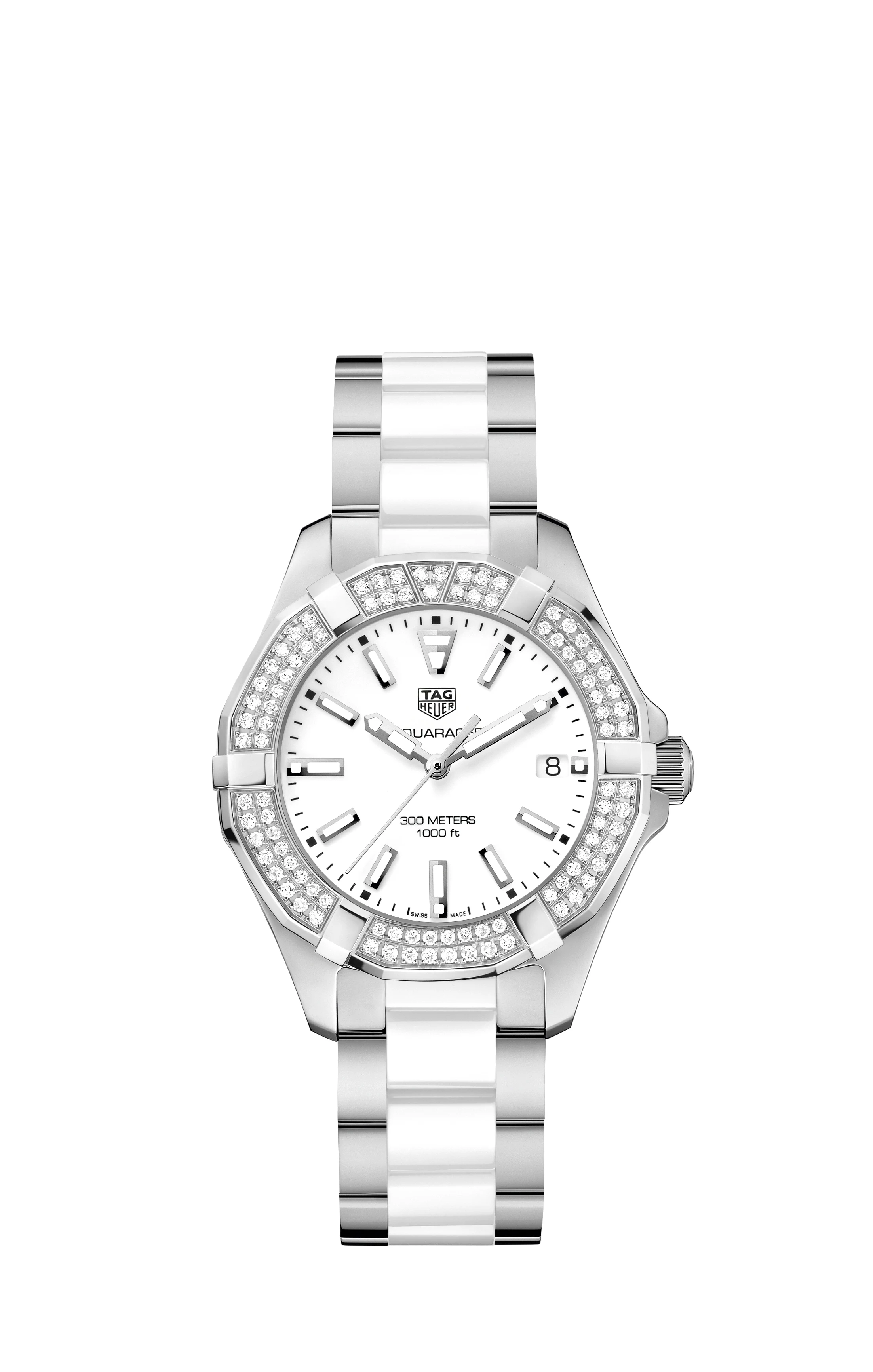 TAG Heuer Aquaracer 300M Quartz 35 Stainless Steel / Diamond / White / Bracelet WAY131F.BA0914 – Steel, 35 mm