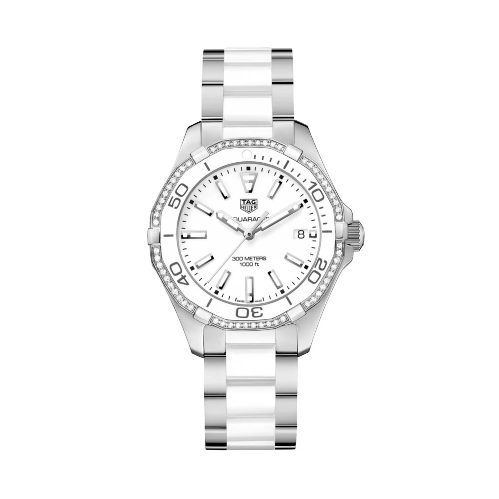 TAG Heuer Aquaracer 300M Quartz 35 Stainless Steel / Diamond / White / Bracelet WAY131H.BA0914 – Steel, 35 mm