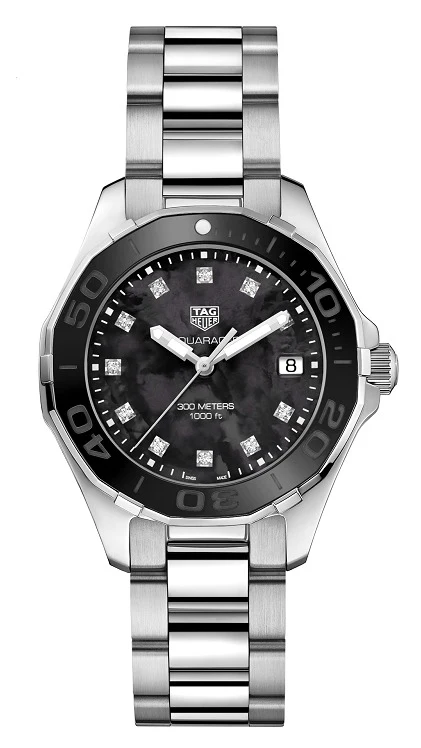 TAG Heuer Aquaracer 300M Quartz 35 Stainless Steel / Black MOP - Diamond / Bracelet WAY131M.BA0748 – Steel, 35 mm