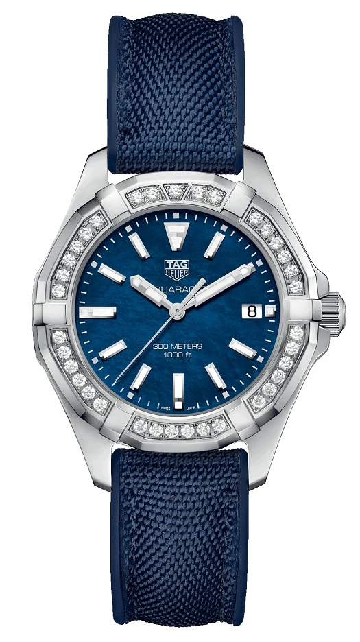 TAG Heuer Aquaracer 300M Quartz 35 Stainless Steel / Diamond / Blue MOP / Nylon WAY131N.FT6091 – Steel, 35 mm