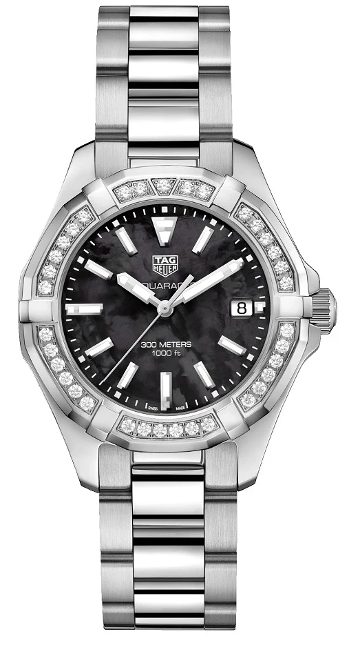TAG Heuer Aquaracer 300M Quartz 35 Stainless Steel / Diamond / Black MOP / Bracelet WAY131P.BA0748 – Steel, 35 mm
