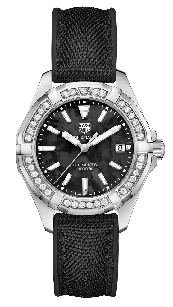 TAG Heuer Aquaracer 300M Quartz 35 Stainless Steel / Diamond / Black MOP / Nylon WAY131P.FT6092 – Steel, 35 mm