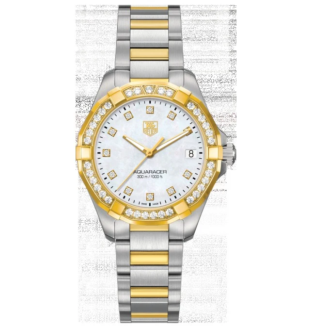 TAG Heuer Aquaracer 300M Quartz 32 Stainless Steel / Yellow Gold / Diamond / MOP - Diamond / Bracelet WAY1353.BD0917 – Steel and gold, 32 mm