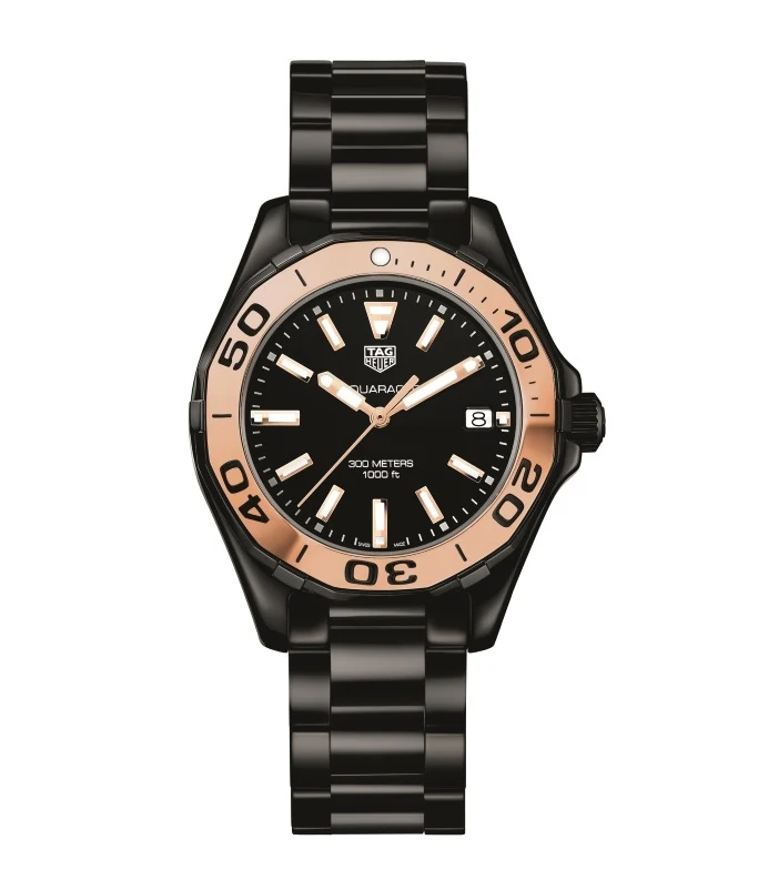 TAG Heuer Aquaracer 300M Quartz 35 Ceramic / Rose Gold / Black / Bracelet WAY1355.BH0716 – Gold, 35 mm
