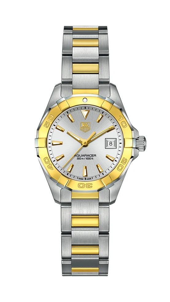 TAG Heuer Aquaracer 300M Quartz 27 Stainless Steel / Yellow Gold / Silver / Bracelet WAY1455.BD0922 – Steel and gold, 27 mm