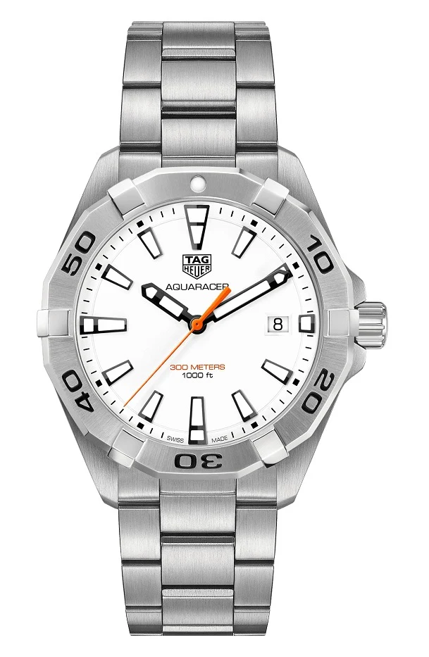 TAG Heuer Aquaracer Quartz 300M 41 Stainless Steel / White / Bracelet WBD1111.BA0928 – Steel, 41 mm