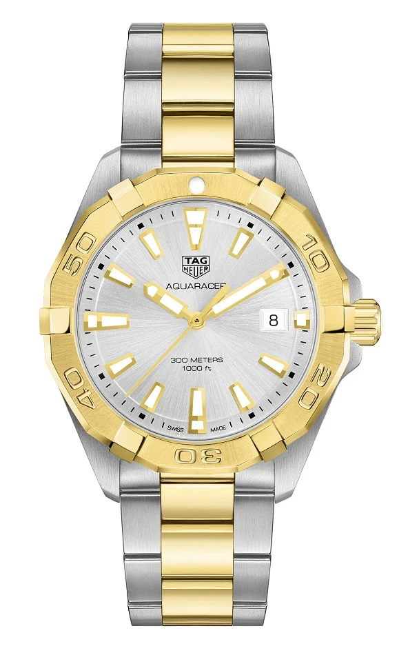 TAG Heuer Aquaracer 300M Quartz 41 Stainless Steel / Yellow Gold / Silver / Bracelet WBD1120.BB0930 – Steel and gold, 41 mm