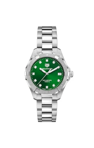 TAG Heuer Aquaracer 300M Quartz 32 Stainless Steel / Green - Diamond / Bracelet WBD1316.BA0740 – Steel, 32 mm