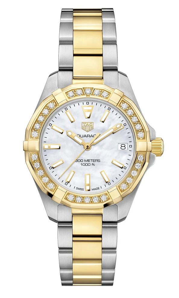 TAG Heuer Aquaracer 300M Quartz 32 Stainless Steel / Yellow Gold / Diamond / MOP / Bracelet WBD1321.BB0320 – Steel and gold, 32 mm